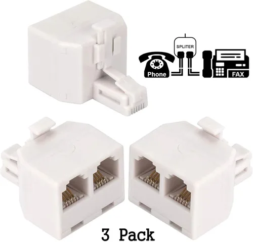 Vista 5 de Divisores de teléfono, adaptador de enchufe de pared dúplex RJ11 6P4C, divisor de línea de teléfono, enchufe de pared 1 a 2, adaptador convertidor