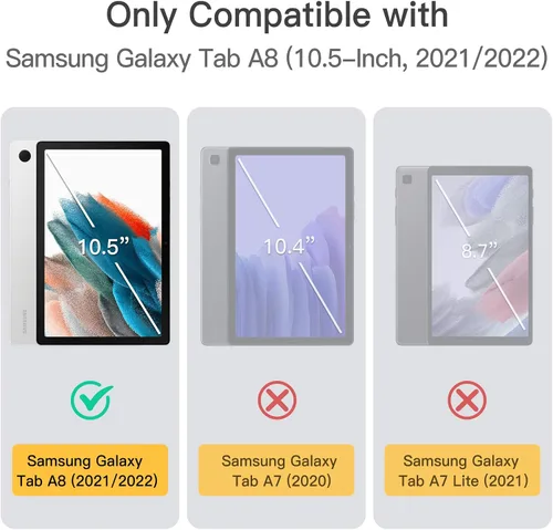 Vista 2 de JETech Funda infantil para Samsung Galaxy Tab A8 de 10.5 pulgadas 2022 (SM-X200/X205/X207) con protector de pantalla integrado, funda protectora a