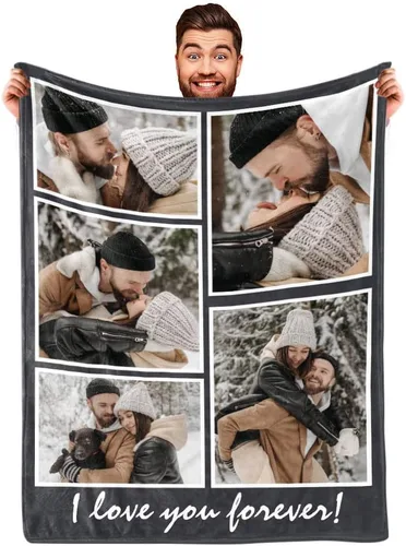 Vista 9 de DayOfShe envía al día siguiente, mantas personalizadas con fotos para regalos de novia, mantas personalizadas para esposa con imagen, manta