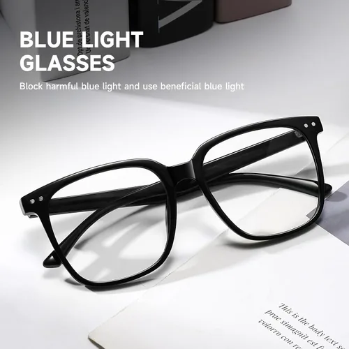Vista 6 de Oversized Square Blue Light Blocking Glasses for Women Men, Anti Glare Computer Glasses, Reduce Eye Strain