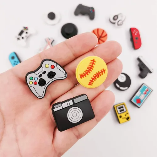Vista 3 de 25 o 30 piezas de dijes para zapatos deportivos para niños y hombres, para videojuegos, camping, pesca, zuecos, decoración de zapatos, accesorios