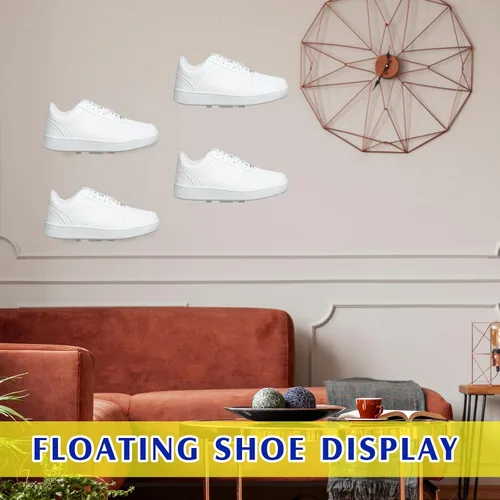 Vista 7 de Treela - Juego de 20 exhibidores flotantes de zapatos para pared, estantes flotantes de acrílico levitante para zapatillas, colección de zapatos
