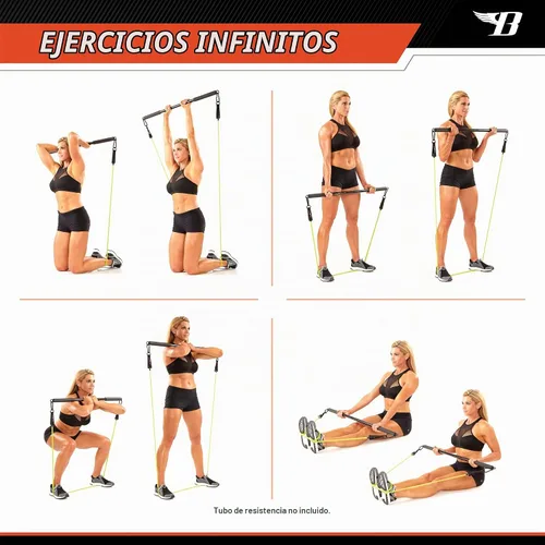 Vista 7 de BIONIC BODY Barra recta de entrenamiento de resistencia ligera de 36 pulgadas - Se adapta a todas las bandas de resistencia/accesorios