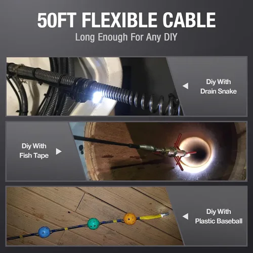 Vista 4 de Teslong - Cámara de boroscopio USB C de 50 pies con luz para iPhone 15/16/17 Android 15m DIY Scope Camera for Sewer Drain Pipe Inspection, 8 LED