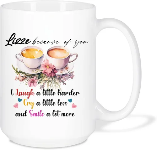 Vista 21 de Taza de café personalizada de alma gemela, taza de café de amistad personalizada para mejores amigos con nombres, mejores amigos, hermanas del alma