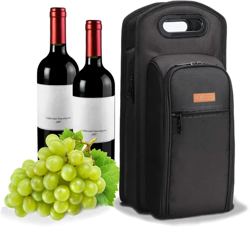 Vista 7 de ALLCAMP - Bolsa de vino con compartimento refrigerador, juego de picnic que lleva dos juegos de vajilla