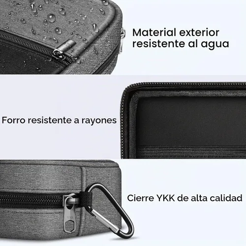 Vista 5 de FINPAC Funda de cargador para MacBook, pequeña bolsa organizadora Negro y gris