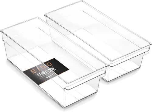 Vista 10 de BINO Contenedores de almacenamiento de plástico, pequeños y poco profundos THE HANDLER COLLECTION Contenedores organizadores multiusos