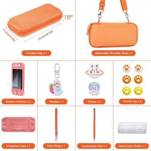 Vista 2 de innoAura Switch Lite Case 17 in 1 Switch Lite Accessories Bundle with Switch Lite Carrying Case, Switch Game Case, Switch Lite Screen Protector