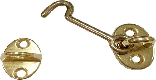 Vista 10 de Pestillo de Gancho y Ojo de Latón Forjado para Cabina, 3", Cobre Antiguo, 1 Paquete, Fabricado en Taiwán
