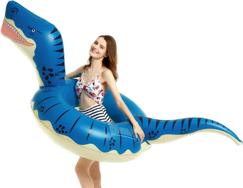 Vista 7 de Jasonwell Flotador inflable de aguacate para piscina con bola y Jasonwell inflable de dinosaurio, tubo flotante para niños y niñas, flotador T-Rex