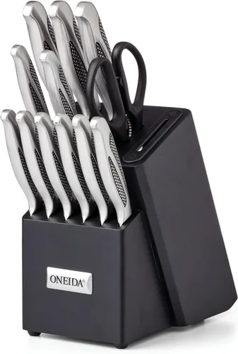 Vista 6 de Oneida Crosshatch - Juego de cubiertos – Juego de cuchillos para carne jumbo de 4 piezas