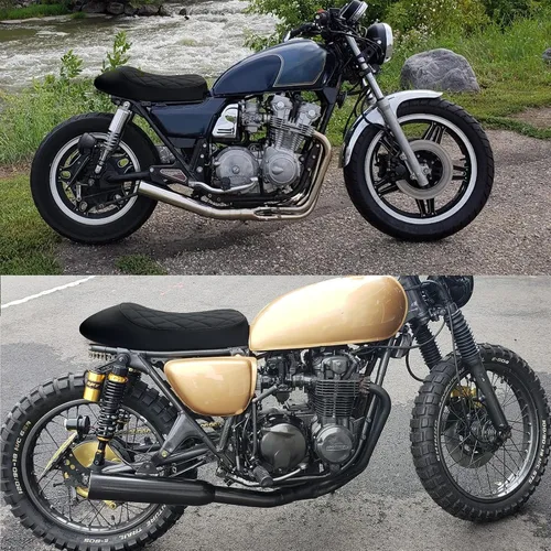Vista 2 de Asiento de motocicleta Cafe Racer asiento vintage para Honda CB125 CB175 CB200 CB350 CB360 CB400 CB450 CB500 Kawasaki KZ400 KZ550 K750 Z650 W650