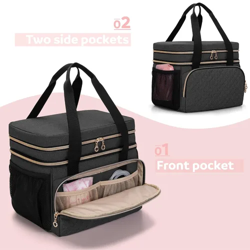 Vista 4 de Luxja Bolsa de extractor de leche de doble capa compatible con Spectra S1 y S2, bolsa de bomba para extractor de leche y piezas adicionales, solo