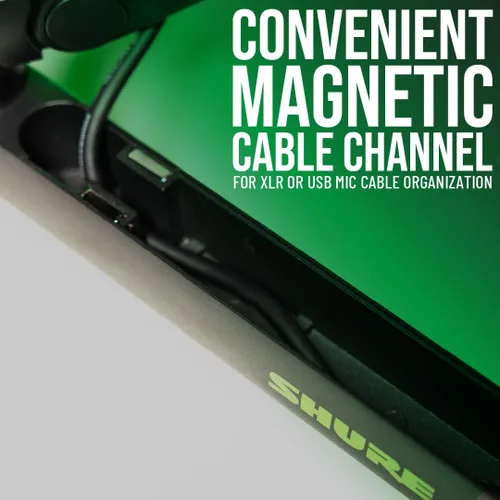 Vista 3 de Shure by Gator Soporte de Micrófono Boom de Escritorio Premium de Perfil Bajo; Totalmente Ajustable para Podcast, Transmisión y Configuraciones