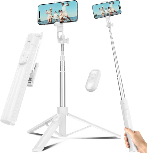 Vista 9 de Palo Selfie Trípode de Viaje para Teléfono Celular con Control Remoto y Soporte para Teléfono, Palo Selfie Extensible para iPhone, Trípode para Negro