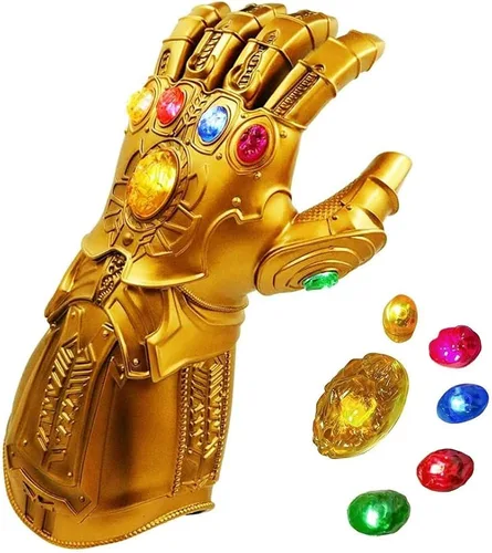Vista 2 de Guantelete infinito para adultos y niños, guante de Iron Man con imán LED extraíble, piedras infinitas, 3 modos de flash