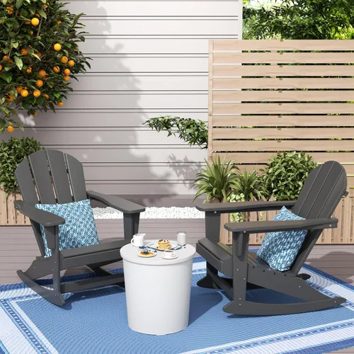 Vista 63 de WestinTrends Silla mecedora Malibu de poliéster para exterior/patio Adirondack, Negra