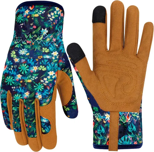 Vista 47 de Guantes de Jardinería de Cuero MERTURN para Mujeres, Guantes de Jardín a Prueba de Espinas, Guantes de Trabajo Compatibles con Pantalla Táctil