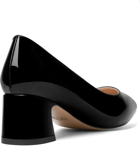 Vista 5 de ROSERWISH Zapatos de vestir para mujer, sin cordones, con puntera puntiaguda, de charol clásico, estilo casual, grueso, tacón bajo, 2 pulgadas