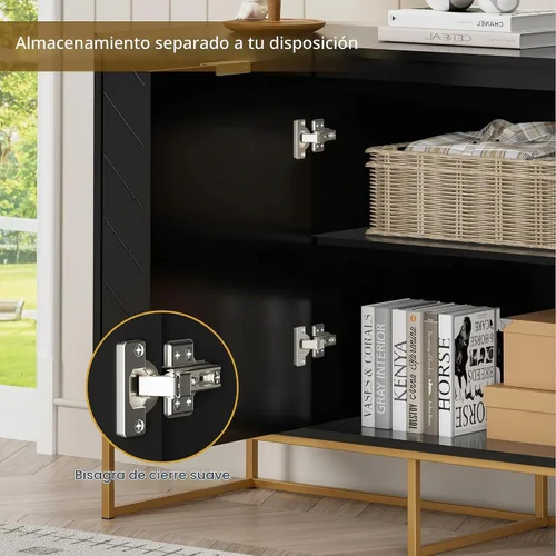 Vista 5 de Aparador moderno de 47 pulgadas con 3 puertas para sala de estar, negro