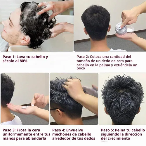 Vista 5 de Asocrew Cera temporal negra para el cabello, 4.23 onzas, no pegajosa, de secado rápido, lavable, para peinar, regalos para niños, adolescentes Negro