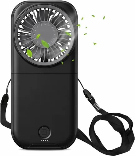 Vista 11 de Ventilador portátil para el cuello mini, silencioso, de mano, personal, plegable, recargable por USB, operado para el hogar, oficina, exteriores