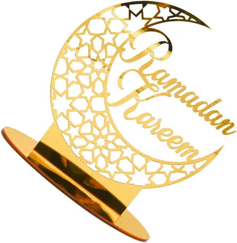 Vista 7 de LUOZZY Eid Mubarak - Adorno de estrella de luna acrílico para decoración de mesa de Ramadán Musilm Ramadán Mubarak Eid