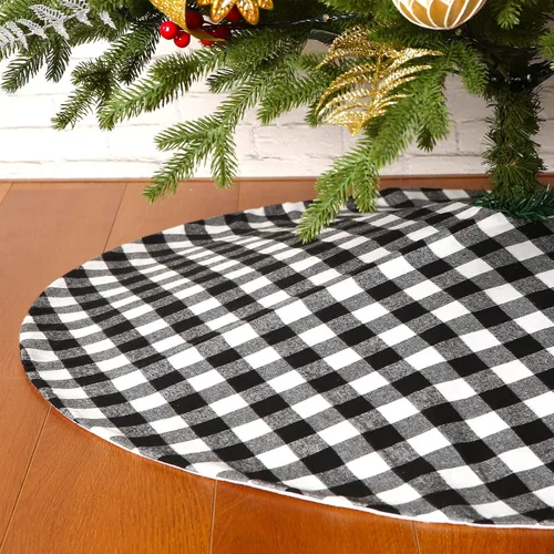 Vista 8 de Sattiyrch Falda para Árbol de Navidad de Cuadros Buffalo de 36 pulgadas, Falda para Árbol de Navidad de Cuadros Buffalo Rojo y Negro