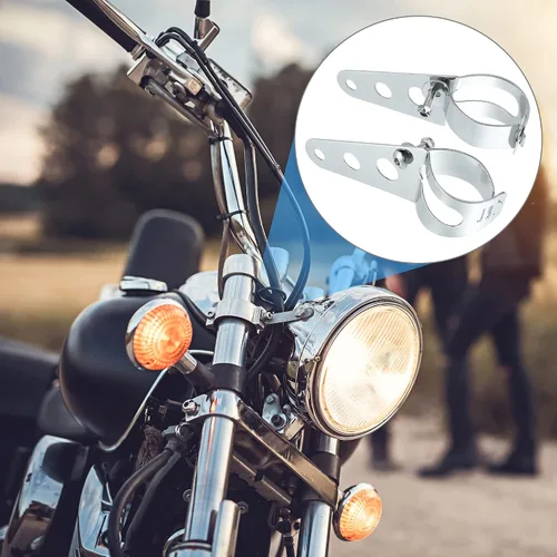Vista 3 de ACROPIX Soportes universales para faros delanteros de motocicleta, abrazaderas de horquilla de 1.299 in a 1.693 in, tono plateado, paquete de 2