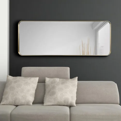 Vista 7 de Empire Art Direct Espejo de pared rectangular de acero inoxidable dorado ultra cepillado, espejo para baño, dormitorio, sala de estar, listo
