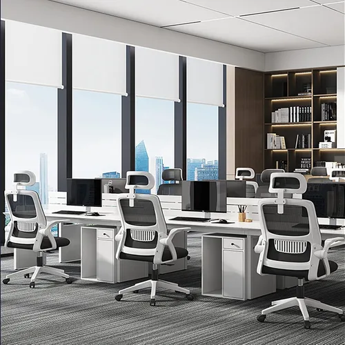 Vista 2 de Silla de oficina con soporte lumbar ergonómico, silla de computadora de malla con respaldo alto, silla de escritorio de oficina cómoda, con brazos