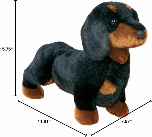 Vista 2 de Peluche con diseño de perro salchicha de 14 pulgadas en color negro y café