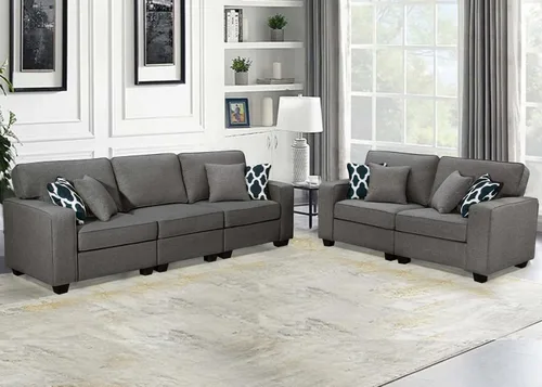 Vista 24 de Legend Vansen - Sofá seccional modular en forma de U con otomano, sofá de esquina reversible moderno para sala de estar (Antracita, 2+3 con otomano)