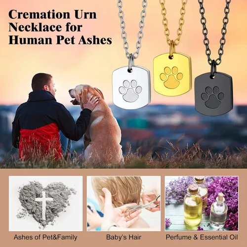 Vista 21 de Richsteel Collar de urna para cenizas, joyería de cremación, colgante de recuerdo conmemorativo con cadena