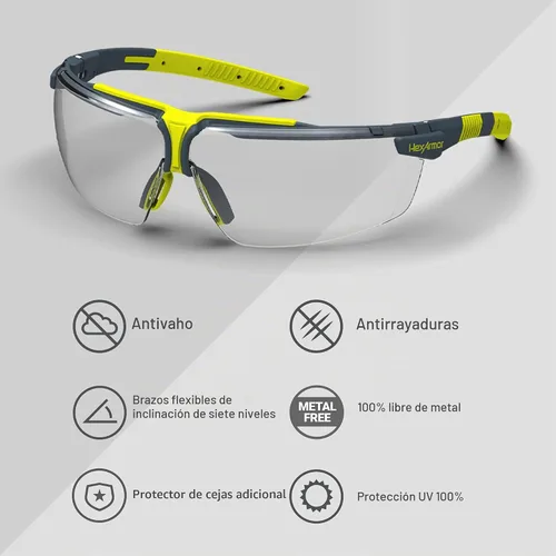 Vista 8 de HexArmor VS300 Gafas de seguridad con brazos laterales ajustables Z87+ para hombres y mujeres
