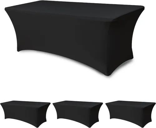 Vista 11 de Funda Elástica para Mesa para Mesas Rectangulares de 4 pies - Paquete de 8 Manteles de Spandex Azul Aguamarina con Elástico - Para Mesas Plegables