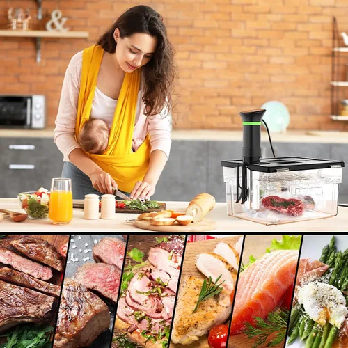 Vista 7 de Máquinas Sous Vide, Cocina Sous Vide, Circuladores de Inmersión de 1000 Vatios con Receta, Control Preciso de Temperatura y Tiempo