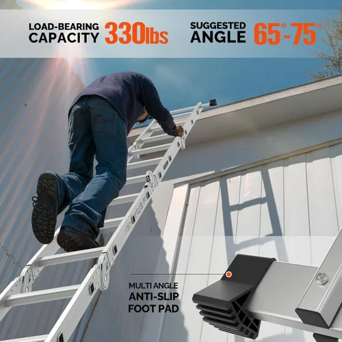 Vista 11 de LUISLADDERS Escalera plegable Extensión de aluminio multiusos 7 en 1 escalón resistente combinación EN 131 estándar (12.5 pies)