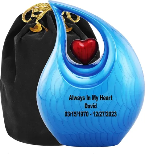 Vista 20 de Urna de cremación Heart of Love para cenizas humanas - Hermosa urna conmemorativa ERN para adultos - ERN decorativa para seres queridos - Urna Negro