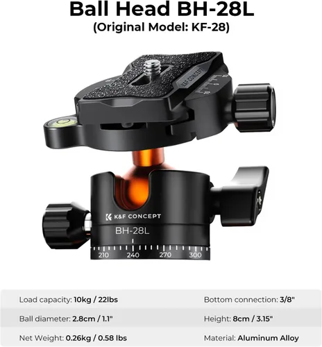 Vista 5 de K&F CONCEPT Trípode compacto de aluminio para cámara DSLR de 62