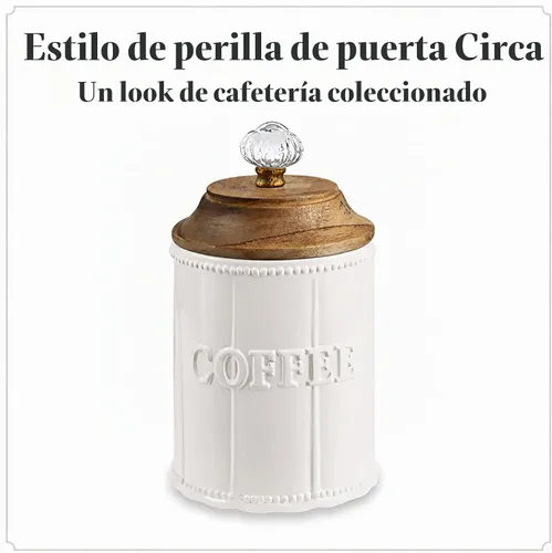 Vista 5 de Mud Pie Circa - Canistera de café con perilla de puerta, de madera Pomo de puerta de madera