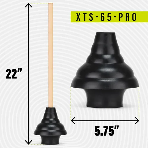Vista 3 de SteadMax XTS-65-PRO Desatascador de Inodoro Resistente, Grado Comercial, Potente Copa de Goma de Doble Fuerza de Empuje con Mango de Madera
