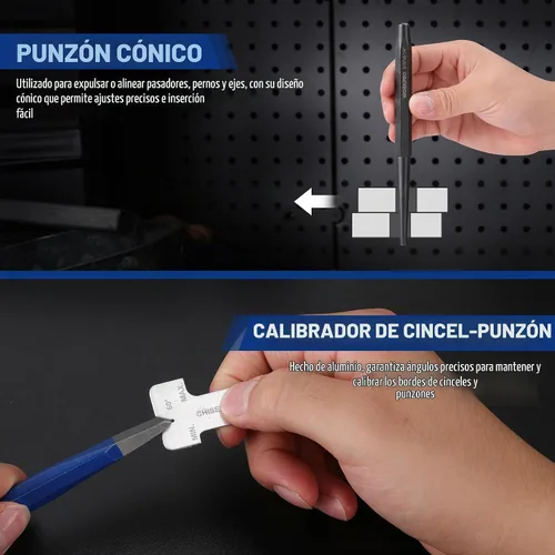 Vista 6 de WORKPRO Juego de 30 piezas de punzón y cincel de alta resistencia con bolsa