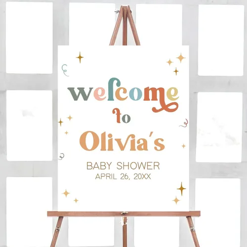Vista 18 de Letrero de bienvenida para baby shower, personalizado, tema de dinosaurio para eclosionar, varios tamaños