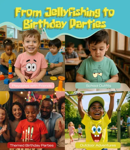 Vista 6 de Camiseta gráfica de Bob Esponja (Conjuntos) Patrick Star Calamardo Plancton Gary Atuendo Camiseta Niños pequeños/Cumpleaños a Ropa de niños