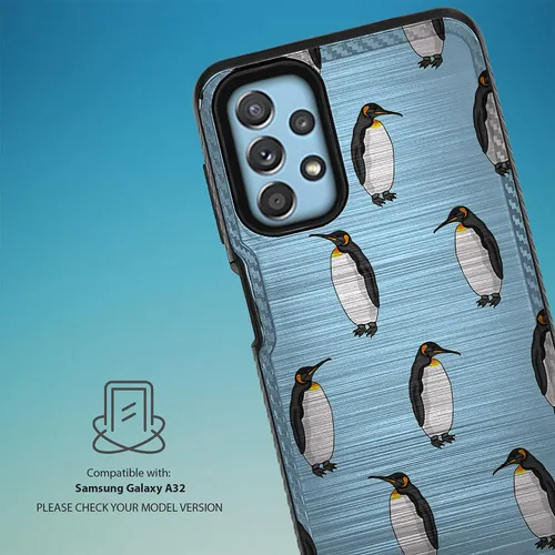 Vista 2 de CasesOnDeck - Funda de doble capa compatible con Samsung Galaxy A32 5G y A32 [armadura cepillada] Carcasa de dos piezas de metal cepillado