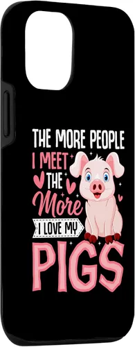 Vista 3 de iPhone 15 The More People I Meet the More I Love My Pigs Animal Lover Case