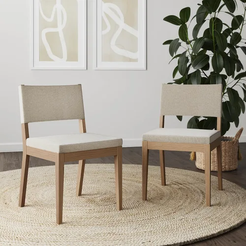 Vista 11 de Nathan James Linus - Silla de comedor tapizada moderna con patas de goma maciza en un acabado marrón cepillado con alambre, marrón claro Marrón