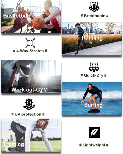 Vista 6 de Paquete de 5 o 4 camisetas de compresión para hombre, manga larga, atléticas, para clima frío, camiseta interior para entrenamiento